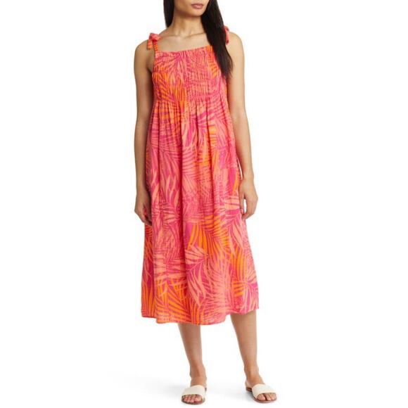 BeachLunchLounge Dresses & Skirts - NWT BeachLunchLounge Pink Botanical Print Gauze Kali Midi Sundress XXL